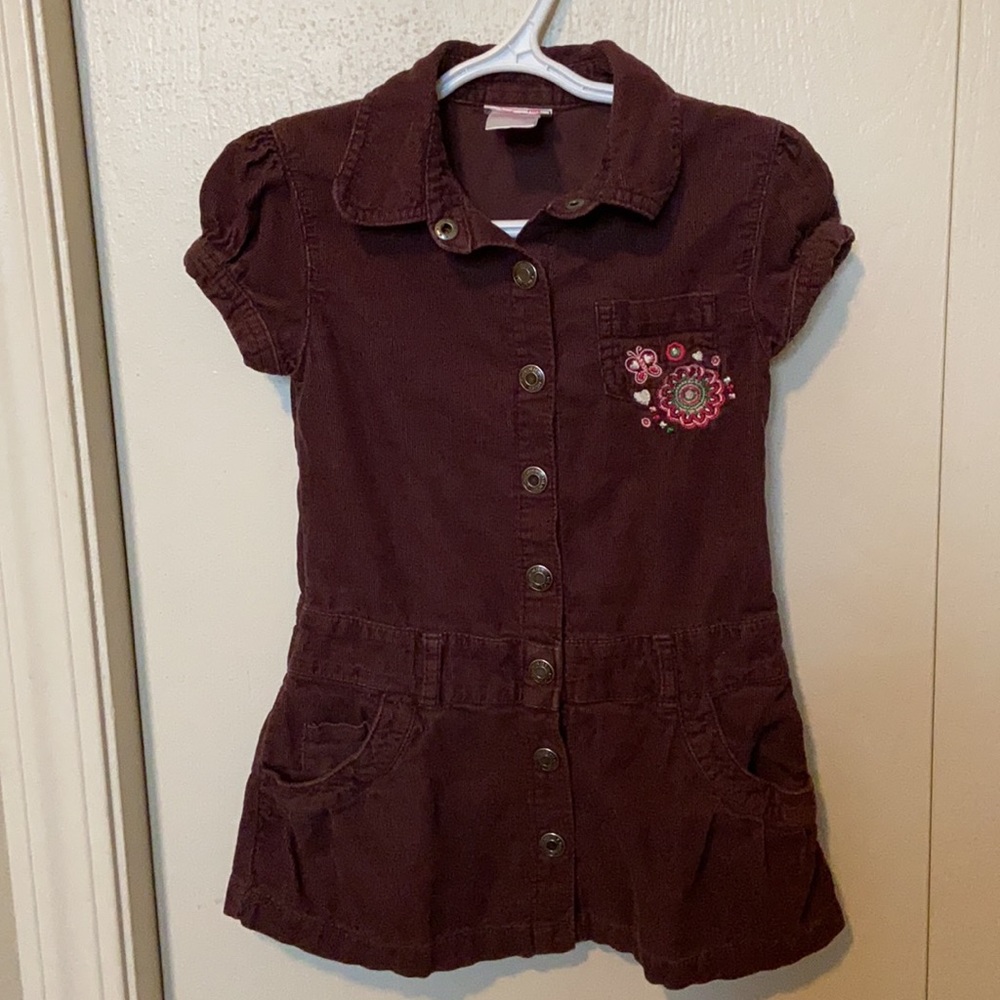 Cherokee Brown Corduroy Collared Dress